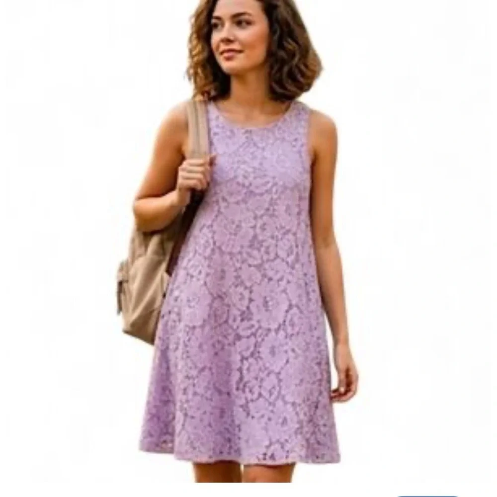 Altar'd State Lavender Purple Floral Lace‎ Sleeveless Boho Fairy Shift Dress Med
